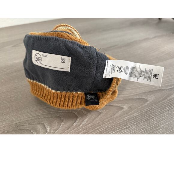 Buff Knitted Fleece Band Hat Croix Denim Kids Beanie Cap- Tan- EUC - Picture 3 of 4